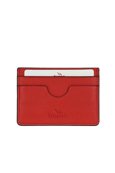 BUENO Κόκκινη δερμάτινη θήκη καρτών Unisex
