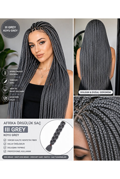 SÇ PERUK Africa Braiding Hair Iii Grey 165 Gr Dark Grey Synthetic Braiding Ha...