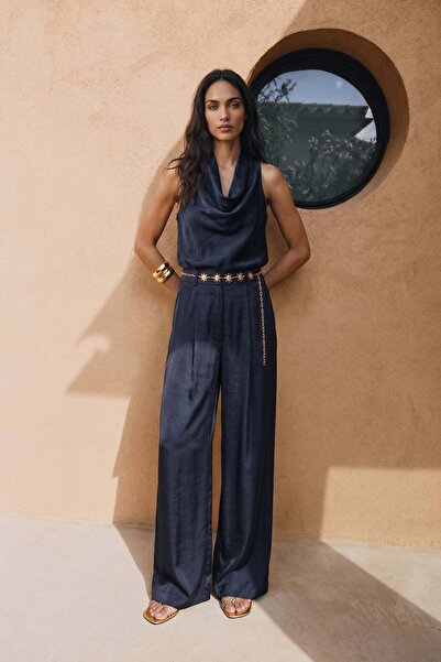 Sateen Pantaloni Aura - Bleumarin