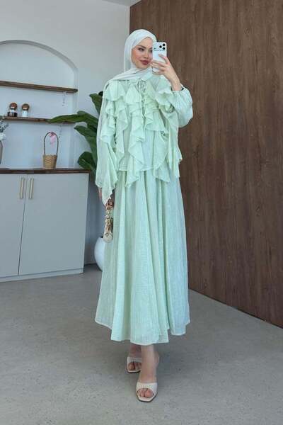 Hazamoda Angelina Ruffle Skirt Set Water Green