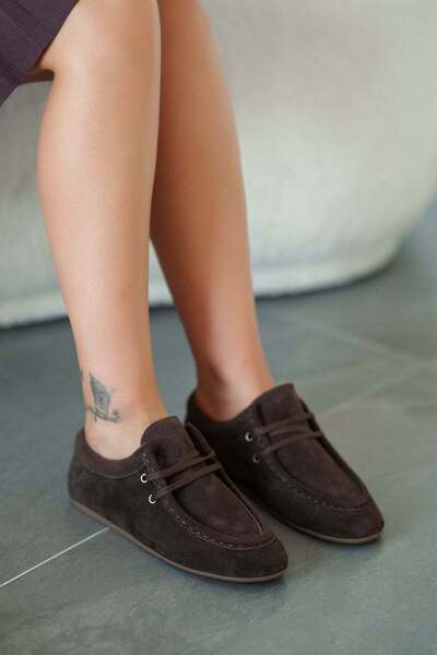 Parponi Suzzy Women's Genuine Suede Leather Loafer Shoes Brown