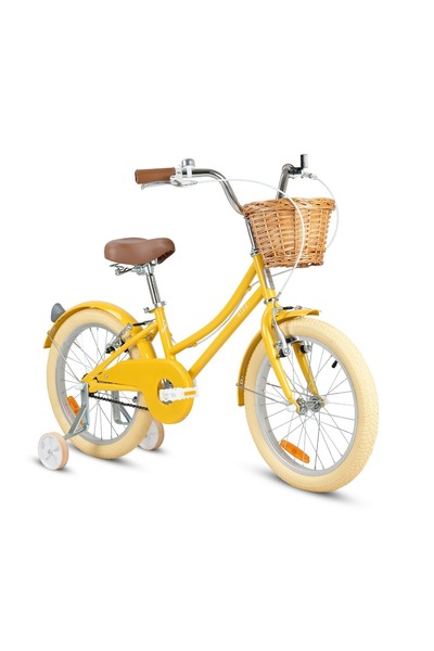 RİZZ Bicicleta cu roti ajutatoare si cos, Jr, 20 inch, Yellow