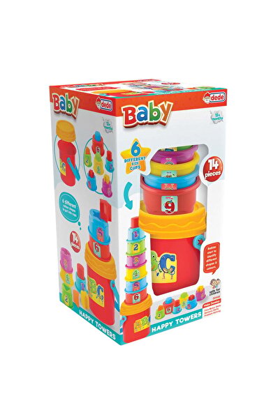 DEDE Jucarie de sortare si stivuire, Dede, Happy Towers, 14 piese
