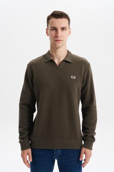 Arma Ar-Ma Men's Polo Collar Sweatshirt Basic Without Print Without Pockets W...