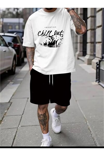 ELAN WEAR Women'S/Men's Printed Unisex T-Shirt Shorts 2-Piece Set Oversize - ...