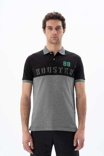 Arma Ar-Ma Men's Polo Collar T-Shirt with Text Print Regular Fit Single Roll ...