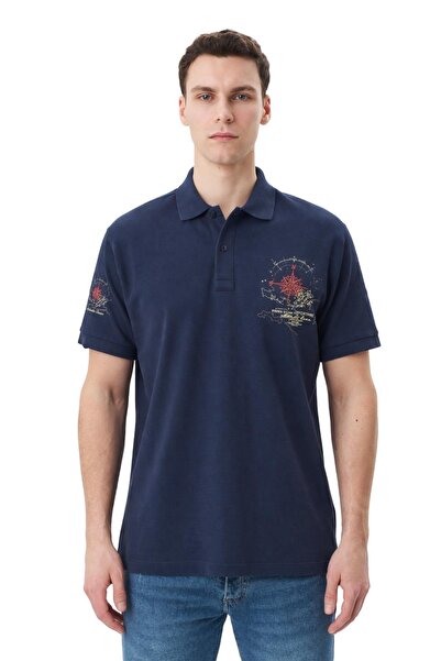 Arma Ar-Ma Men's Polo Collar T-Shirt with Picture Print Regular Fit Double Co...