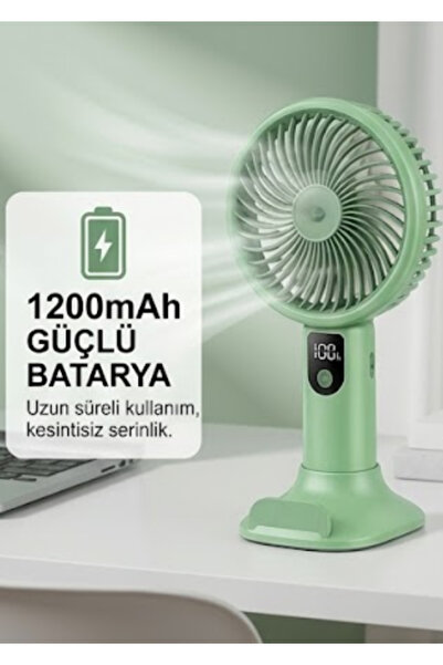 The Wlue Şarjlı Standlı Güçlü El Fanı | Masaüstü Mini Vantilatör | 1200mAh | ...