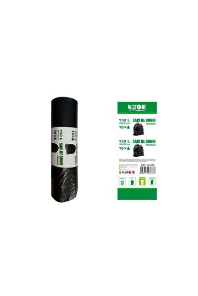 KMT Saci de Gunoi Negri Premium, 150L, 90x120 cm, 10 bucăți/rolă, Rezistenți,...