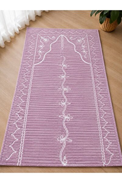 CENGİZ ÇEYİZ KADİFE DANTELLİ FİTİLLİ SECCADE 75x130 cm