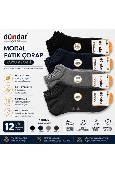 Dündar Modalne čarape 12 komada tamnog asortimana ženskih čarapa