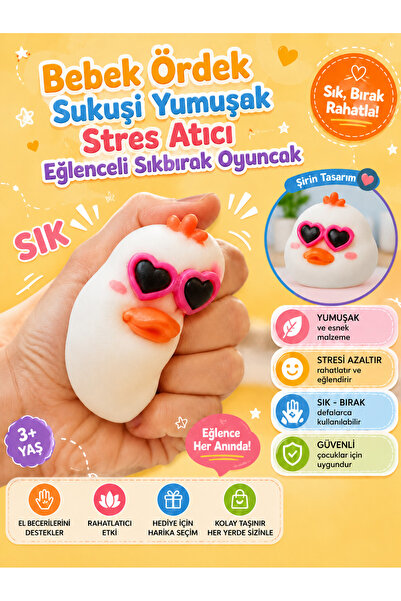 hediyeofisi Bebek Ördek Squishy Jel Stres Oyuncağı – Yumoş Elastik Ördek Mode...