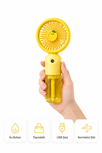 Steam Rechargeable Mini Fan Portable Hand Fan Fruit Themed 3-Stage Speed Adjustment 500mAh Battery