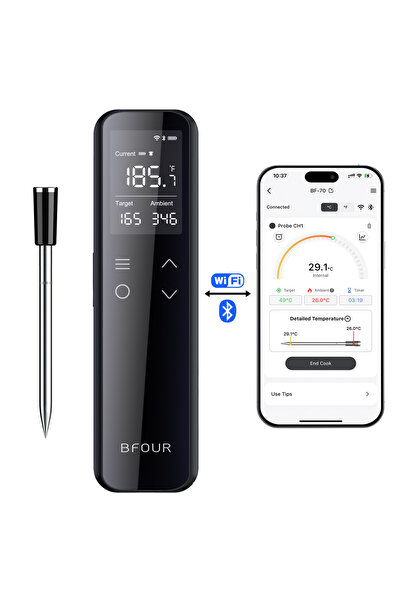 OEM Termometru alimentar BFOUR+ cu WiFi si Bluetooth, 5+1 senzori pe sonda , ...