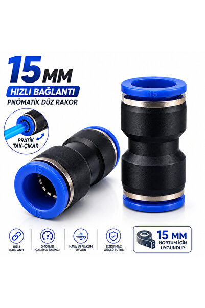 GENERAL 15 mm Düz Pnömatik Hortum Eki Hızlı Bağlantı Rakoru