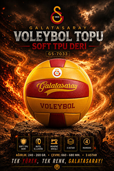 AVESSA Lisanslı Galatasaray Voleybol Topu Soft GS-7033 – 4 Numara - TPU Deri ...