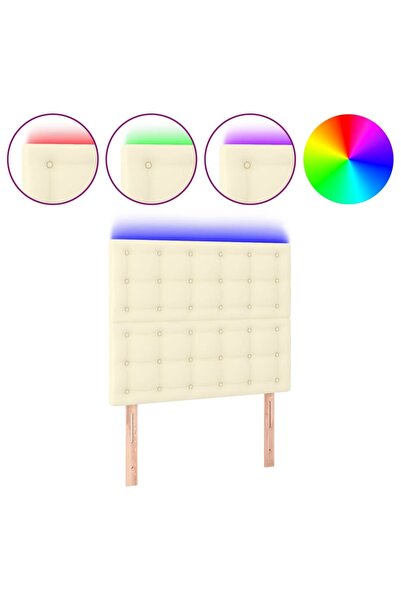 vidaxl Tăblie de pat cu LED, crem, 100x5x118/128 cm, piele ecologică
