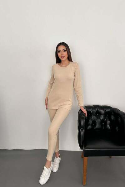 Caddebostan Moda Women's Long Sleeve Thermal Top and Bottom Set Two-Piece Com...