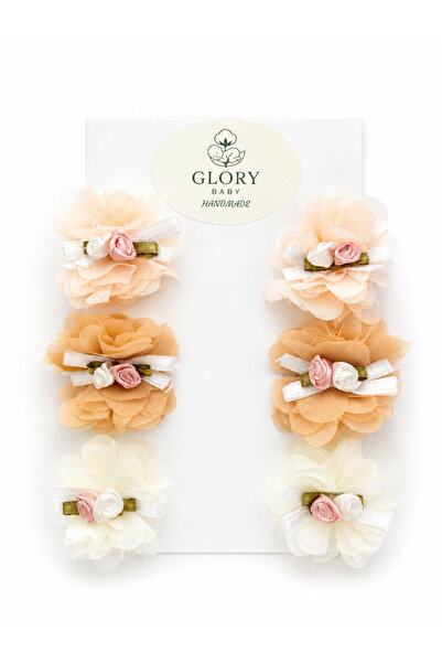 GLORY BABY طقم مشبك شعر على شكل زهرة ليزر للفتيات الصغيرات 6 قطع إكرو-بودرا-ك...