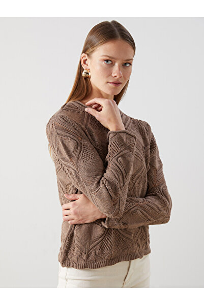 LC Waikiki Rmz Gi̇yi̇m Farkiyla Zero Roba Collar Openwork Women's Knitwear Sw...