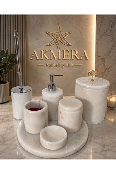 Akmera Home Akmera Elite 7 Parça %100 Gerçek Mermer Banyo Seti