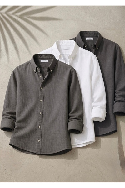 The Hench Men's Set of 3 Sofia Linen Shirts