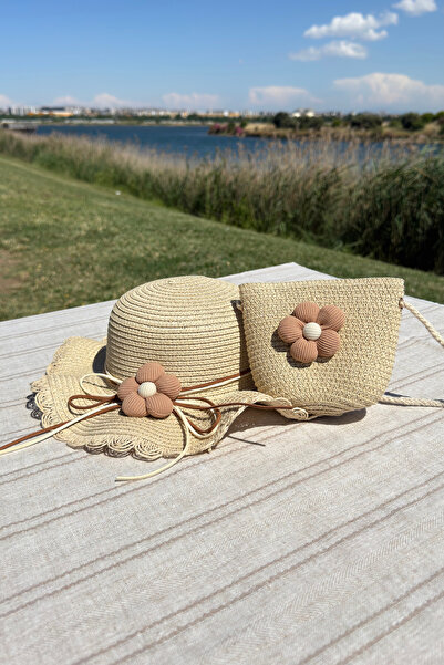 Mollycrush Devojčin letnji poklon set šešira i torbe bež boje | Plažna kombin...