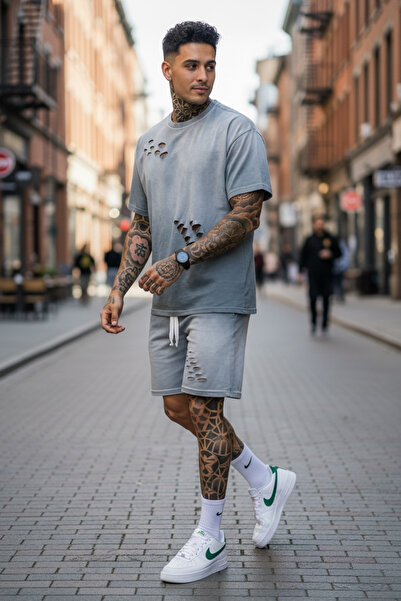 casualshoes Compleu barbati vara, tricou si pantaloni scurti, confortabil, le...