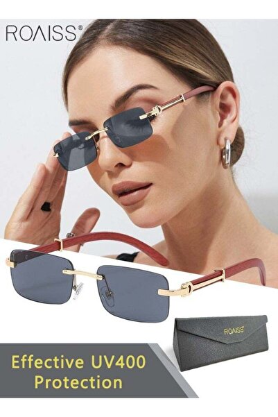 ROAISS Womens Rectangular Rimless Sunglasses UV400 Protection Fashion Anti-Gl...