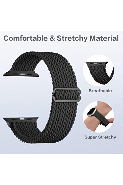 Upeak Braided Loop Compatible with Apple Watch Strap 49mm 45mm 44mm 42mm 41mm 40mm 38mm, Nylon Elastic Sport Replacement Band