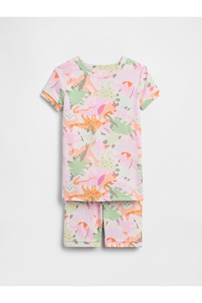 GAP Bebek Açık Pembe %100 Organik Pamuk Dino Pijama Takımı