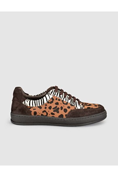 Cabani Leopard Patterned Suede Leather Women's Sneaker Shoes