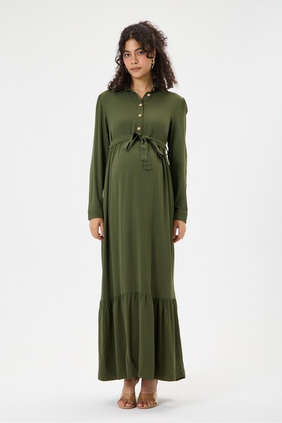Işşıl M076-Belmando Viscose Maternity Clothing Maxi Dress with Breastfeeding ...