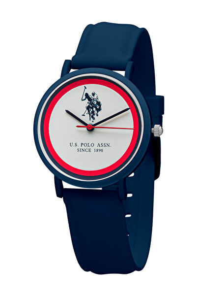 U.S. Polo Assn. Αναλογικό ρολόι με λουράκι σιλικόνης και ματ φινίρισμα, λευκό...