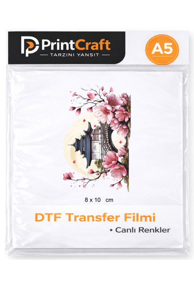 PRİNTCRAFT RENKLİ DÜŞLER ATÖLYESİ 8x10 cm Sakura Ev Ütü ile Yapışan DTF Trans...