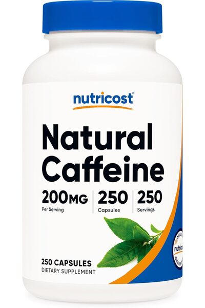 Nutricost Natural Caffeine 200mg, 250 Veggie Capsules - Gluten Free, Non-GMO