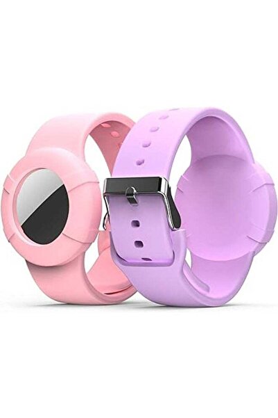 Arabest 2-Pack AirTag Wristbands for Kids, Soft Silicone Bracelet Pink Purple...
