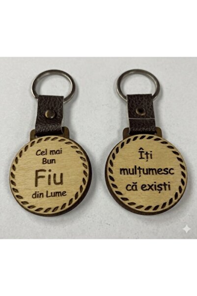 LimArt Breloc personalizat din lemn MDF și piele, Model  "Cel mai bun fiu ", ...