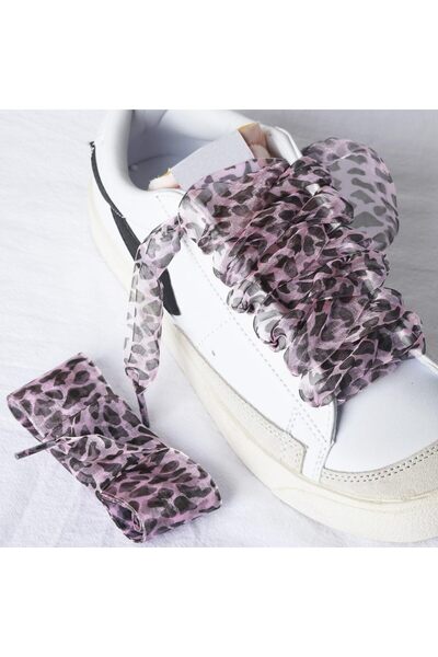 OEM Panglici de șiret din șifon satinat pentru femei, 1 pereche, tul leopard, lățime 4cm – Roz 120cm