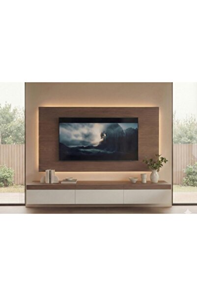 Vivense PURELINE LEDLİ DUVAR TV ÜNİTESİ, MEŞE BEYAZ, 180 CM