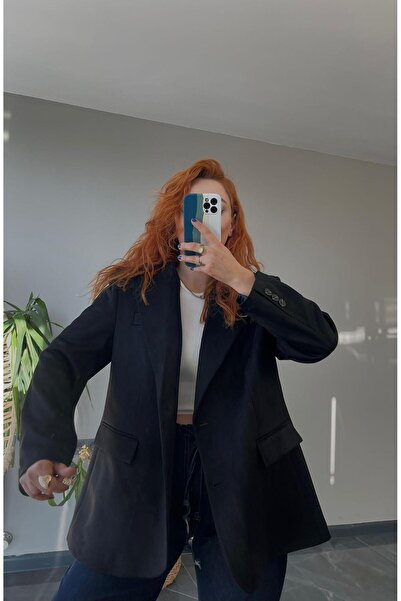 Siyah Rengi Süet Blazer Ceket