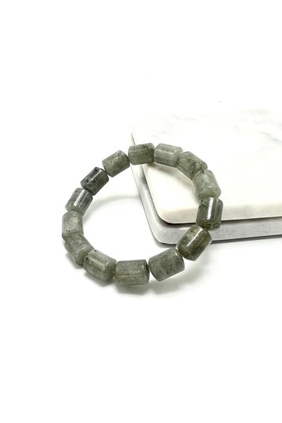YILDIZ DOĞAL TAŞ Certified Labradorite Cylinder Cut Natural Stone Bracelet