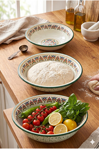 İnci Emaye 32 Cm-36 Cm-40 cm 3-Piece Enamel Basin Whisk and Mixing Bowl, Doug...