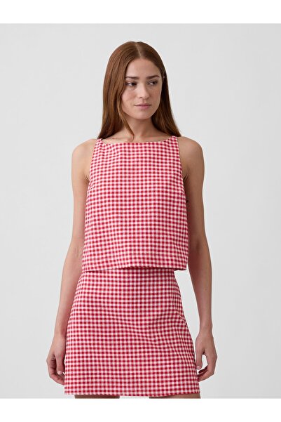 GAP Kadın Kırmızı Keten Karışımlı Apron Bluz