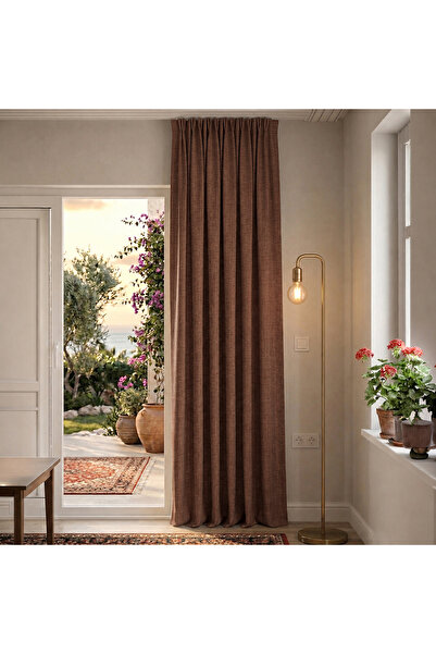 MebelPort Curtain 100% Linen Blackout Curtain 1X2 American Pleated Blackout C...