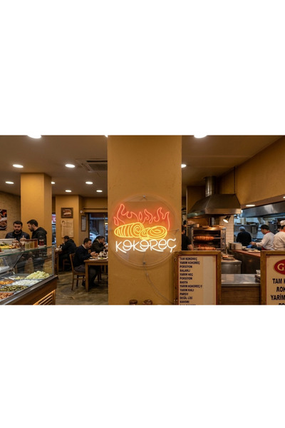 dekoraven Kokore yemek Logolu Neon Led Tabela Duvar Dekorasyonu Aydınlatma 50...