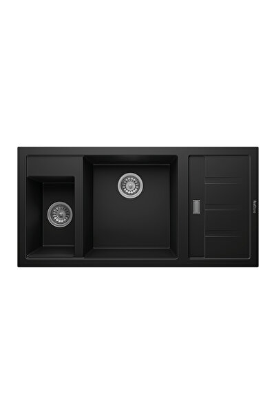 RealStone Aspendos P022 Damlalıklı Granit Evye 1000x500 mm Çift Göz Mutfak Ev...