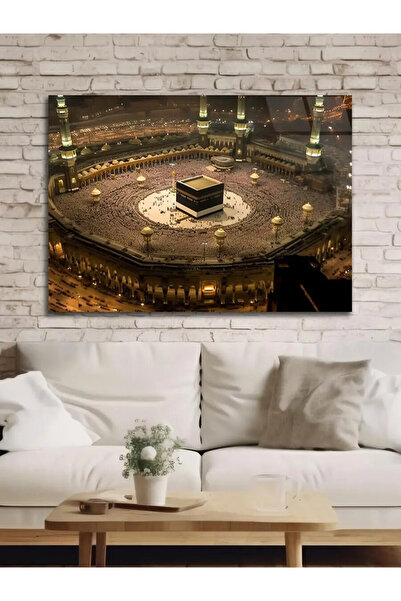 Ender Express Gece Işıklı Kabe Mekke Tavaf Manzarası Panoramik İslami Dekorat...