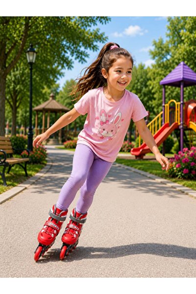 Arlina Home Kids Ön Tekerlekler Led Işıklı Ayarlanabilir Pro Paten Kırmızı 35-38