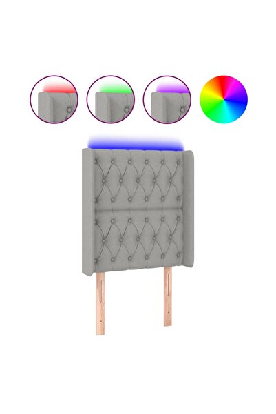 vidaxl Tăblie de pat cu LED, gri deschis, 83x16x118/128 cm, textil